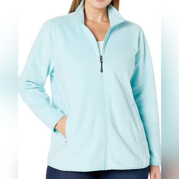 Fleece Full Zip Soft Polar Jacket Amazon Essentials Women's Aqua Blue Medium NWT - Picture 7 of 7
